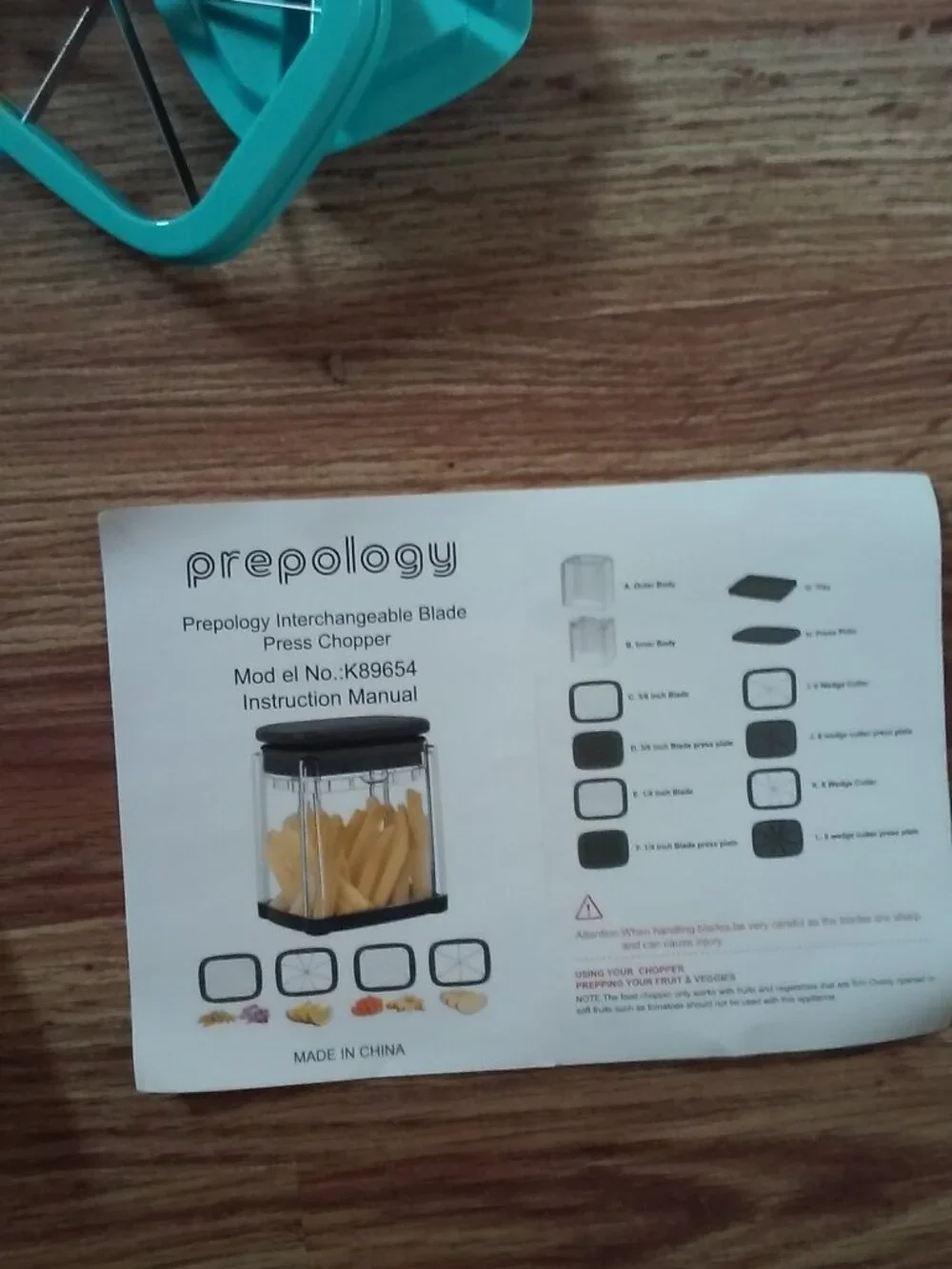 Prepology Manual Slicer Aqua 4 Blades Included DW Safe RUst Resistant BPA Free